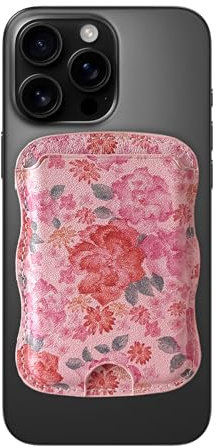 ZCDAYE Handy Kartenhalter für 1-3 Karten, Leder Magnetischer Kartenetui Starke Magnetkraft RFID Schutz, Süße Wellige Klebend Kartentasche Kartenhülle für iPhone 16/15/14/13/12 Serie,Dreamy Blumen