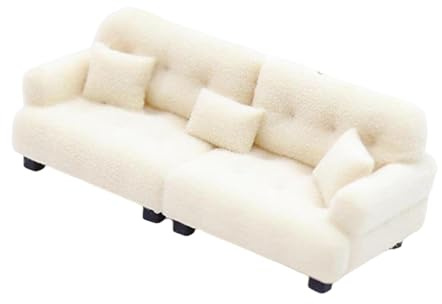 Harilla Miniatur-Sofa, Miniatur-Spielzeugmodell, für, Rollenspiel, Spielzeug, modern, realistisch, mit Kissen, künstliche Lebensszene, Mini-Möbel, 1 25 Beige