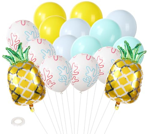 Geburtstag Ballon Satz, Lebendige Schwamm Themen Ananas Ballon Einschließlich Bunter Ananas Korallenballons für Geburtstage SommerPartydekor zum Thema Ozean