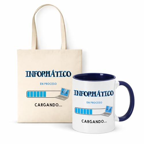 Kembilove® Taza + Bolsa Informático | Regalo Original para Informático | Set Personalizado Friki de Programación y Tecnología | Idea de Regalo para Profesores y Estudiantes