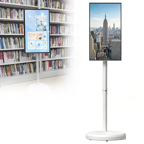 QuinteZhenTially Monitor Táctil Soporte sobre Ruedas,Pantalla Tipo Tableta,TV Inteligente Rodante con Pantalla Táctil Inalámbrica,Pantalla Táctil Giratoria 100% Srgb,para Espacios Reducidos 27inch