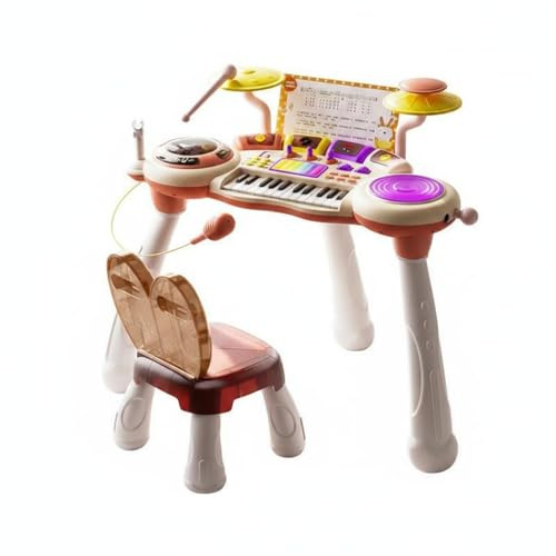 Qianly Pianoforte Elettronico Bambini Tastiera Didattica Piano Giocattolo Console DJ Percussioni Interattive con Melodie Guidate E Pratica Manuale Stimola E Ascolto Adatto a Casa Aula Festa , Rosa
