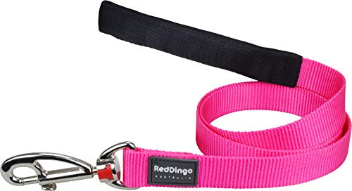 Red Dingo Dog Lead 1.2m Plain, Classic Hot Pink, Size Large (25mm x 1.2m)