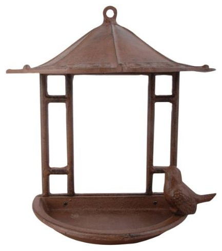 Esschert Design Vogelhaus, Vogelfutterhaus im asiatischen Stil aus Gusseisen, ca. 24 cm x 12 cm x 24 cm