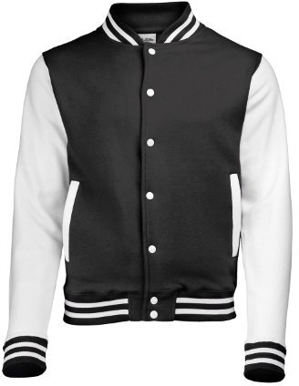Awdis Unisex Varsity Jacket (2XL) (Jet Black / White)