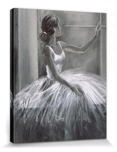 1art1 Ballett Poster Ballerina, Blick Aus Dem Fenster, Hazel Bowman Bilder Leinwand-Bild Auf Keilrahmen | XXL-Wandbild Poster Kunstdruck Als Leinwandbild 50x40 cm