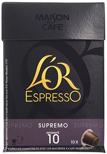 L'OR ESPRESSO Supremo 10 capsules compatibles avec les machines à café Nespresso - Lot de 4 (40 capsules)