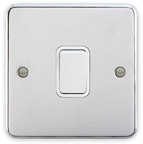 Deta 1903CHW Light Switch 1 Gang 2 Way 10 Amp Polished Chrome/White Insert