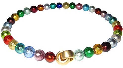 Mugello Goldschmiede-Arbeit kostbar stilvoll Murano-Kette Collier Perlen Handarbeit echtes Murano-Glas Klapp-Schließe Sterling-Silber gold-plattiert 585