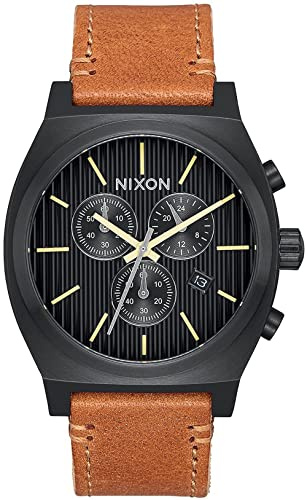 NIXON Time Teller Chrono Leather -Spring 2017- Black/Stamped/Brown