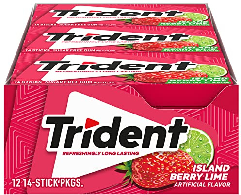 Trident Island Berry Lime Sugar Free Chewing Gum with Xylitol 14 Sticks 39 g