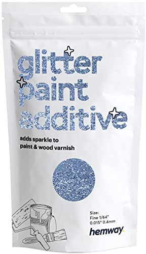 Hemway Glitter Paint Additive - Azure Blue | Fine Metallic Flakes for Adding Sparkle to Paints & Wood Varnish | Add to Emulsion, Acrylic & Latex for Indoor Sparkly Walls | 100 g
