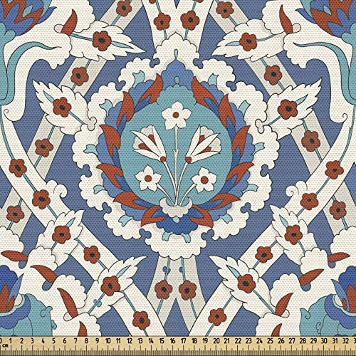 ABAKUHAUS orientalisch Gewebe als Meterware, Traditionelle Blumenkunst, Schön Gewebten Stoff für Polster und Wohnaccessoires, 1M (148x100cm), Mehrfarbig