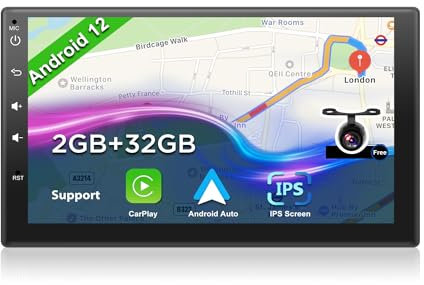 JOYX Android 10 Double din Autoradio Navigation Voiture Stéréo Radio Multimédia | 7 Pouce | 2G+32G | Soutien Dab+ 256G SD USB Volant WiFi BT OBD WLAN 4G Bluetooth| Caméra arrière GRATUITES