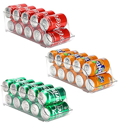 Puricon 3 Stück Dosenhalter Kühlschrank Organizer für Dosengetränke, Stapelbar Kunststoff Dosenspender Dosen Getränke Küchen Organizer Aufbewahrungbox, Dosen Can Store Container