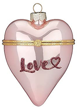 MAGIC Christbaumschmuck Weihnachtskugeln Figuren Glas mundgeblasen Weihnachtskugeln Weihnachtsschmuck Baumkugeln Baumschmuck, Herz zum Öffnen, Glas, 10 cm, Serie Pearly Rose