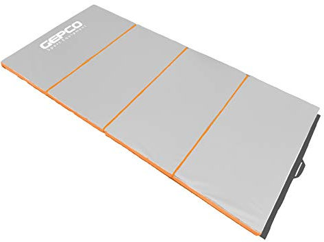 GEPCO Advanced Technology Klappbar Turnmatte Weichbodenmatte Yogamatte Fitnessmatte Gymnastikmatte Tragbar Hellgrau/Orange 240x117
