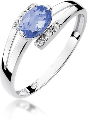 Damen Ring 585 14k Gold Weißgold echt Tansanit Edelstein Diamanten Brillanten