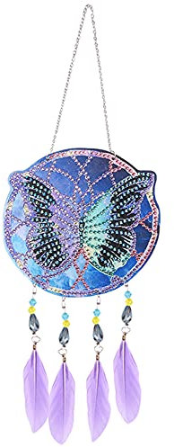 Demiawaking Diamond Painting Traumfänger Dreamcatcher DIY Diamant Malerei Gartendeko Auto Anhänger Lucky Windspiele Fenster Deko Geschenk (Schmetterling)