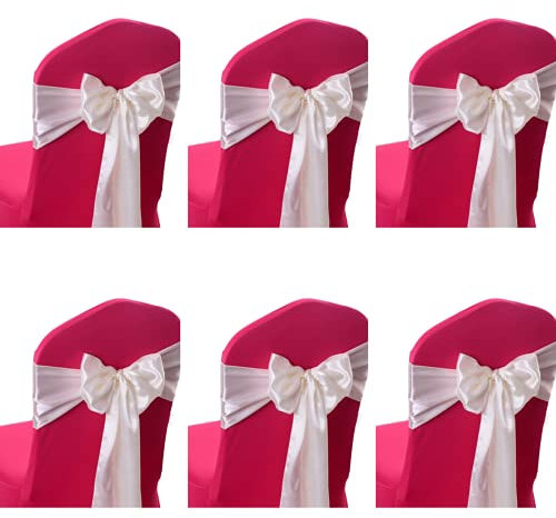 CHENGZI 6 Stück Party Dekoration Satin Stuhl Schärpen, Satin Fliege Weiche Stuhl Schärpe Schleife Band für Hochzeit, Bankett, Geburtstag, Event Dekoration (Beige)