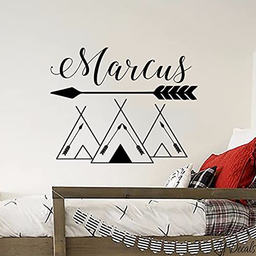 QIANGTOU Personalisierte Name Wandtattoo Tribal Berge Wandaufkleber Berg Stil Wald Wandkunst Wandbild Für Kinderzimmer Kindergarten 54x68cm