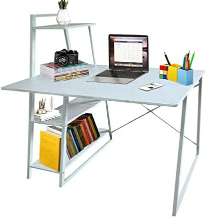 Computer Desk Table Home Office Table With 4-Tier Storage Shelf Pc Laptop Work Study Writing Desk For Bedroom Living Room Gaming Table xbox PlayStation table