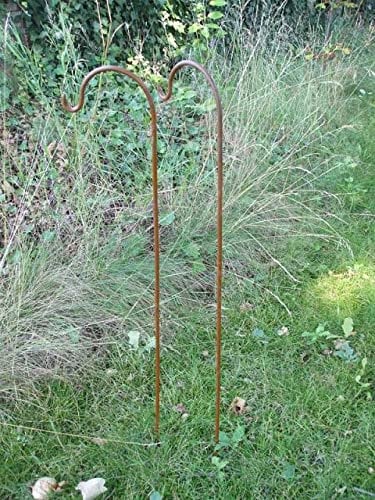 Deko-Impression 2 Stück (2er-Set) Gartenstab m. Haken, Laternenhaken, Blumen, Eisen, Rost, Braun