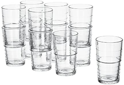 I-K-E-A , Glas , Set mit 12 transparenten Trinkgläsern für Getränke, langlebig, stapelbar, spülmaschinenfest