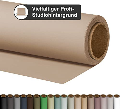 Walimex pro Fotohintergrund weich Beige aus Karton 2,72x10m I Fotohintergrund Rolle für den professionellen Fotostudio Einsatz I Ideal für Produktfotografie I reflexfrei, strapazierfähig & zum Rollen