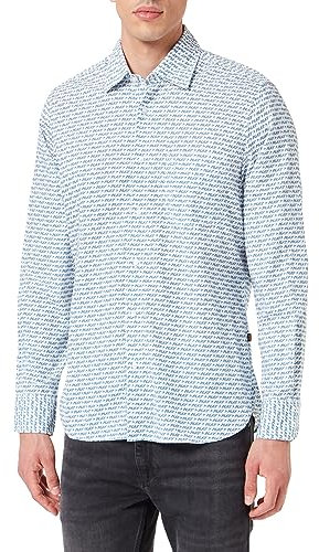 BOSS Hommes Remiton Chemise Regular Fit en Popeline de Coton imprimée