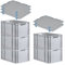 PROREGAL SparSet 5x Eurobox NextGen Grip mit Auflagedeckel & 4 blauen Schiebeschnappverschlüssen, HxBxT 32x40x60cm, 65 L, Grau, Griffe offen, Eurobehälter, Transportbox