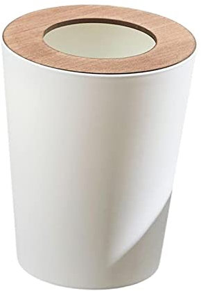 perfk Cubo de basura interior, papelera de contenedor de basura, cubos de basura redondos sin tapa, caja de basura, papelera de baño interior para baño, 7L Blanco