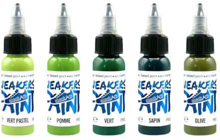 SneakArts Pack 5 Peintures pour Cuir et Textile - 30ml (Grün)