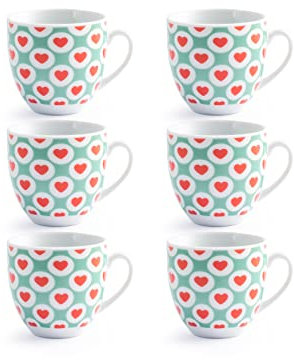 Royal Norfolk Surreal Lot de 6 tasses à café sans soucoupe en porcelaine 90 cc