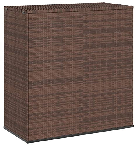 JUNZAI Garten-Kissenbox, Gartenbox, Auflagenbox, Gartenschrank, Balkonschrank, Aufbewahrungsbox, Gartenkiste, Balkon Schrank, Outdoor Box, PE Rattan 100x49x103,5 cm Braun