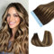 JESSBO Tape in Extensions Echthaar #T4/P4/27 Schokolade Braun Mxied Karamell Blond 55cm 20 Stück Invisible Seidig Gerade Remy echthaar haarverlängerung echthaar invisible tape extensions (50g/Packung)