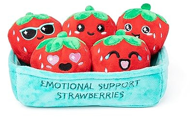 Fresas de apoyo emocional de Relatable, peluches y juguetes blandos, juguetes blandos y plushies, grandes ideas de regalo para seres queridos de todas las edades, incluye 5 peluches con
