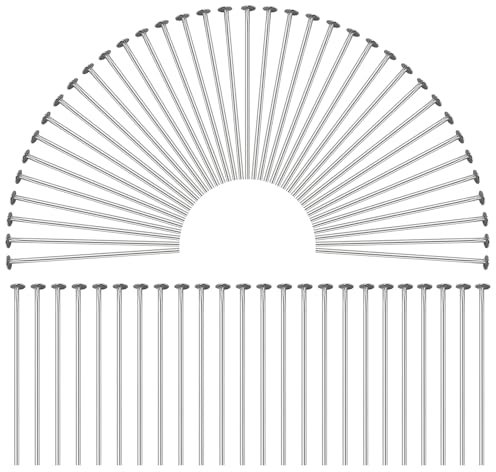 Hosifiy 500 Stück Flachen Kopfstifte für Schmuckherstellung, Edelstahl Kopfstifte 2.76zoll/70mm Flachen Kopf Pins Splitter Schmuck Kopfnadeln für DIY Handwerk Ohrring Halskette