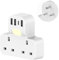 UK to India Plug Adapter,SHUOMAO Double UK to 3 Pin India Travel Adapter with 3 USB+1 USB C,Converter Plug Adaptor with with Night Light,for India,Sri Lanka,Pakistan,Burma,Maldives,Yemen(Type D)