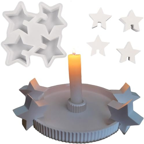 Silikonformen Gießformen, Silikonform Kerzenhalter Tablett, Kreative Kombinationen Silikon Gießform Kerzenhalter, Gipsformen zum Gießen(Stern)