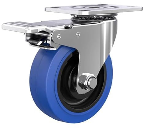 BaYte 3/4/5 Zoll industrielle Stummschaltung aus Gummi, robuste Möbelrollen, für Wagen, Möbel, Werkbank, 1 Stück,Brake caster,4inch