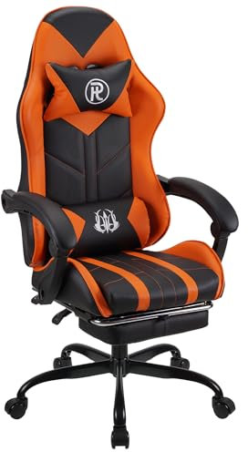 Play haha.Ergonomic reclining seat with footrest adjustable headrest and lumbar cushion high back support padded armrests PU leather finish for gaming home or office use