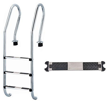 1 scaletta di ricambio per piscina, scaletta di ricambio in acciaio inox, gradini antiscivolo con 2 viti per scale fuori terra e interrate