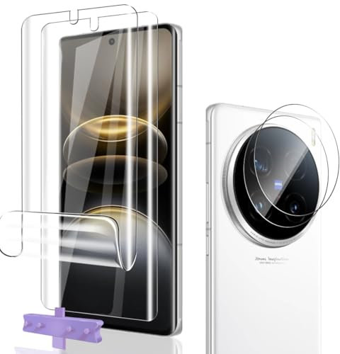Phlleyaa Protection Décran Pour VIVO X100 Ultra Film Flexible TPU 2 Pièces + Caméra Arrière Protecteur 2 Pièces,sans Bulles,Facile à Installer Pour VIVO X100 Ultra Verre Trempé