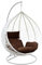 Rattan Swing Egg Chair Garden Swing Chair Patio Hanging Chair Indoor/Outdoor Hanging Hammock with Cushion (White Egg Chair & brown Cushion)