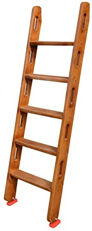 Scaletta mobile salvaspazio per letto a castello, scala in legno non verniciata per soppalco, facile da montare, scala con gancio, larghezza 40 cm (colore: marrone, dimensioni: 5 gradini 150 cm (59