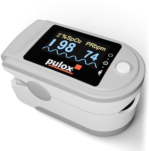Pulsoximeter Pulox PO-200A Solo mit Alarm und Pulston in Grau für die Messung von Puls, Sauerstoffsättigung und PI am Finger