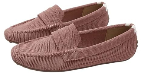 Generisch Ballerines à enfiler pour femme - Antidérapantes - En tricot plat - Légères - Mocassins de conduite - Élégantes et sportives - Mocassins de conduite - Chaussures de bateau à enfiler, Rose,