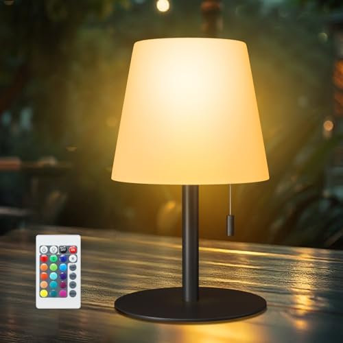 paotaoli LED akku tischlampe mit 16 Farbens Fernbedienung Outdoor Tischlampe kabellos Dimmbar kabellos Tischleuchte aufladbar tischlampe für garten schlafzimmer camping ostern Tisch dekoration 1 Stück
