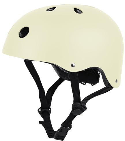 LeapBeast Casco Skate Casco Bicicleta con Certificado CE Unisex Adultos Hombres y Mujeres Multi-Deporte para Ciclismo, Skate, Patinaje (Beige, Small)